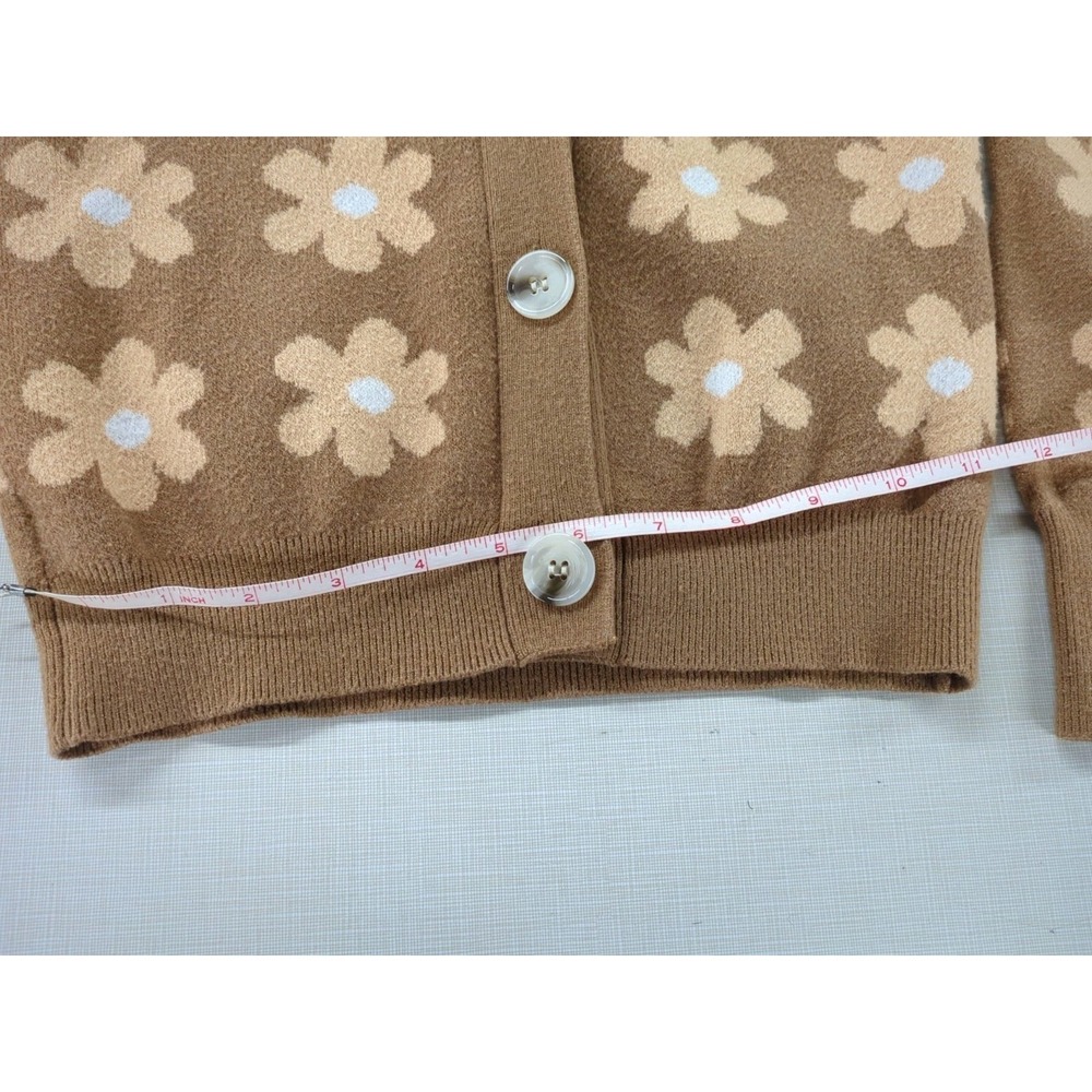 Wind & Willow Brown Cardigan With Daisy Pattern Size Xs - Picture 9 of 9